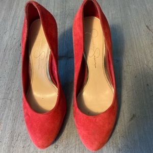 Jessica Simpson red suede heel